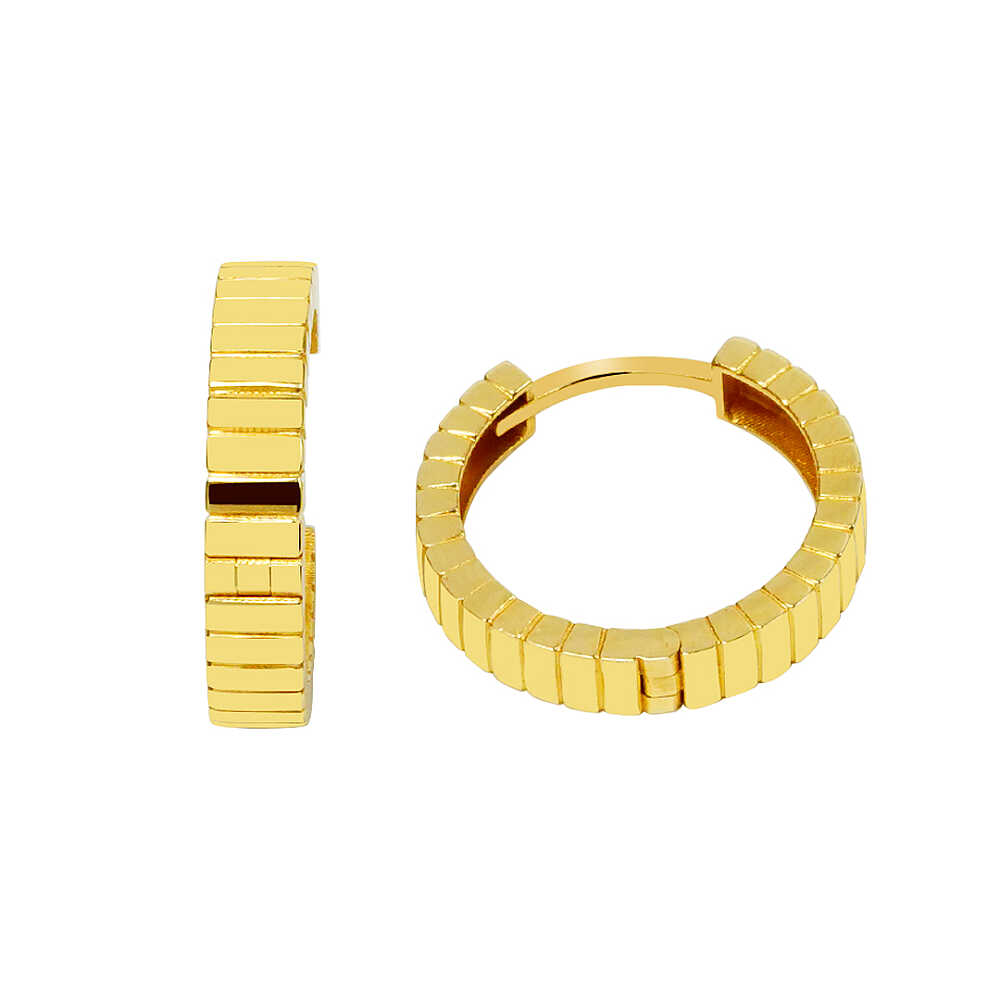 14 Ayar 1,8cm Dilimli Halka Altın Küpe - 1