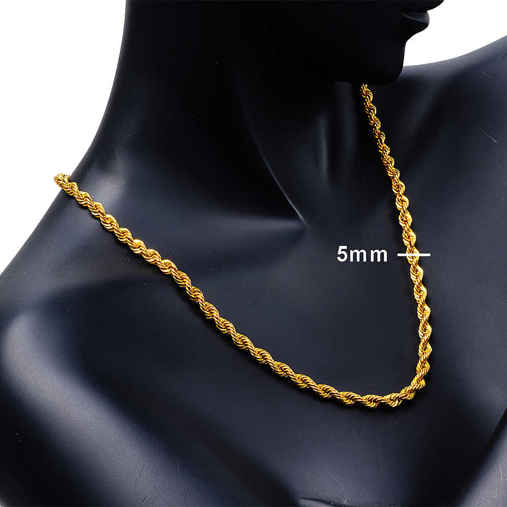 14 Ayar 65cm 5mm Altın Halat Burma Zincir - 5