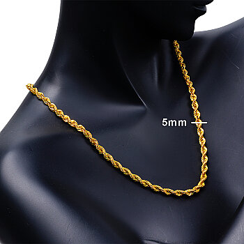 14 Ayar 65cm 5mm Altın Halat Burma Zincir - 5