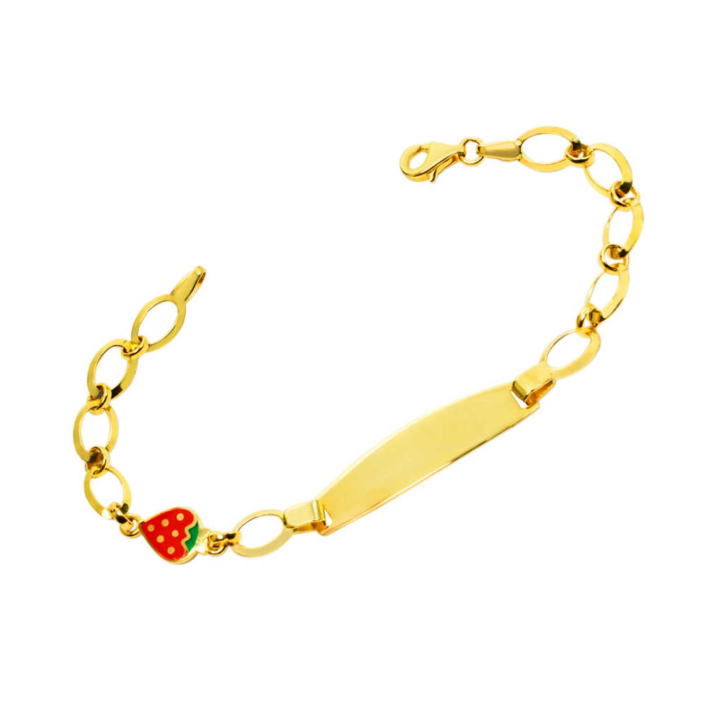 14 Ayar Çilek Mineli Altın Çocuk Künyesi - 1