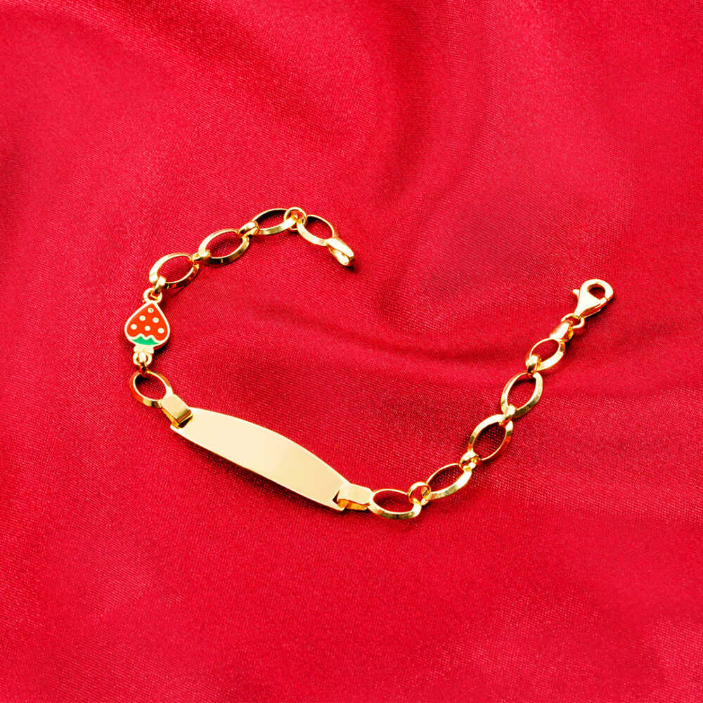 14 Ayar Çilek Mineli Altın Çocuk Künyesi - 2