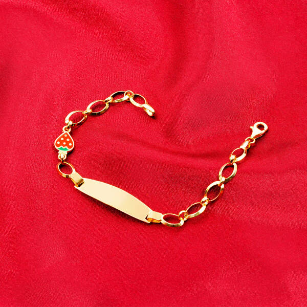 14 Ayar Çilek Mineli Altın Çocuk Künyesi - Rüya Kuyumculuk (1)