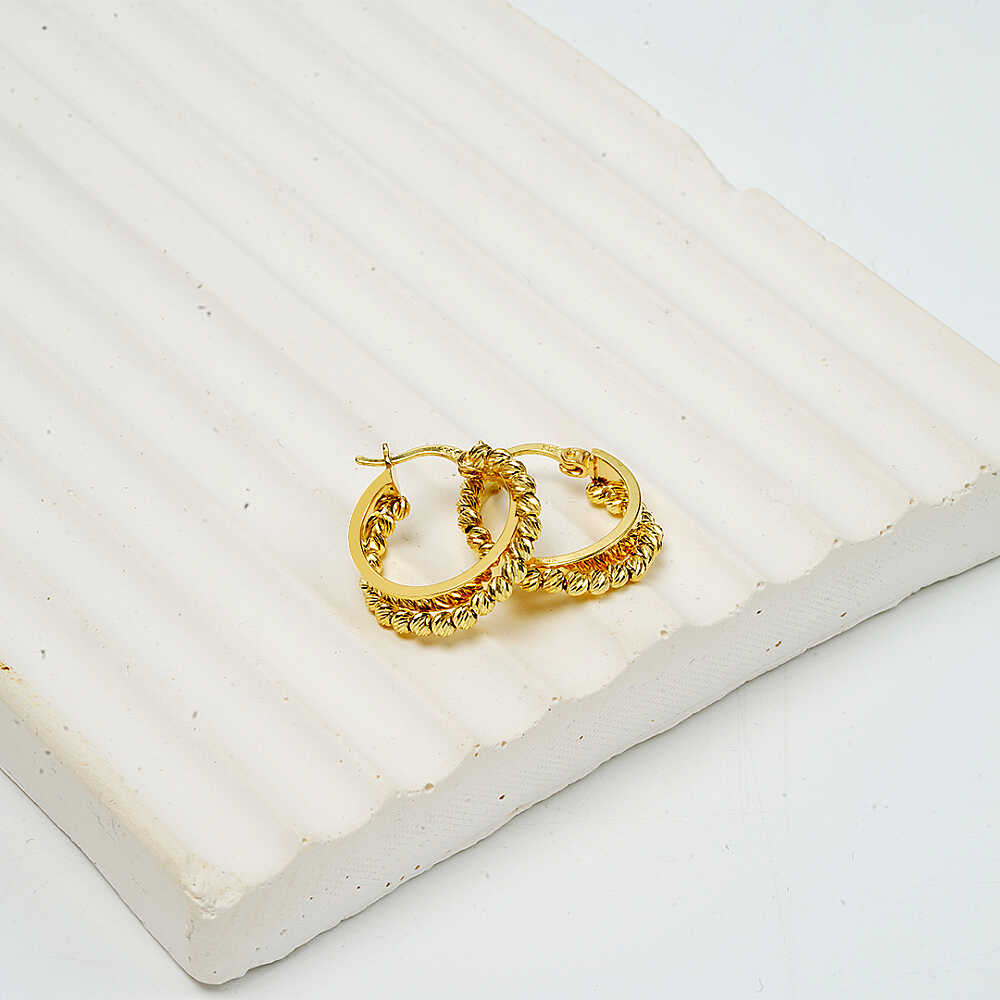 14 Ayar Dorika Toplu Altın Halka Küpe - 3