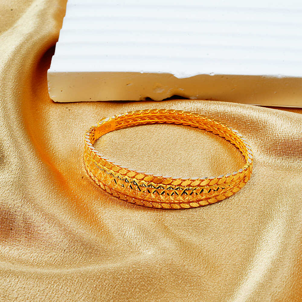 14 Ayar Pullu Fantezi Altın Kelepçe Bilezik - 3