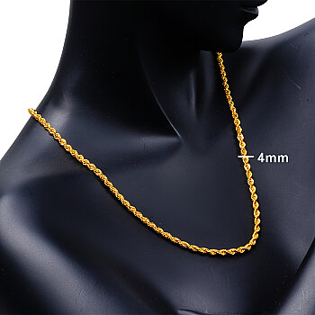 22 Ayar 65cm 4mm Altın Halat Burma Zincir - 5