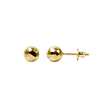 6mm 14 Ayar Altın Top Küpe - 1