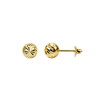 6mm Kalemli 14 Ayar Altın Top Küpe - 1