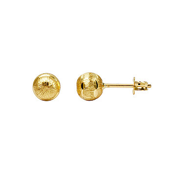 6mm Kumlu 14 Ayar Altın Top Küpe - 1