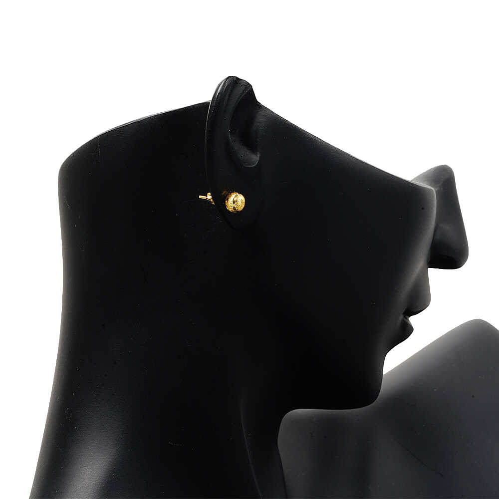 6mm Kumlu 14 Ayar Altın Top Küpe - 2