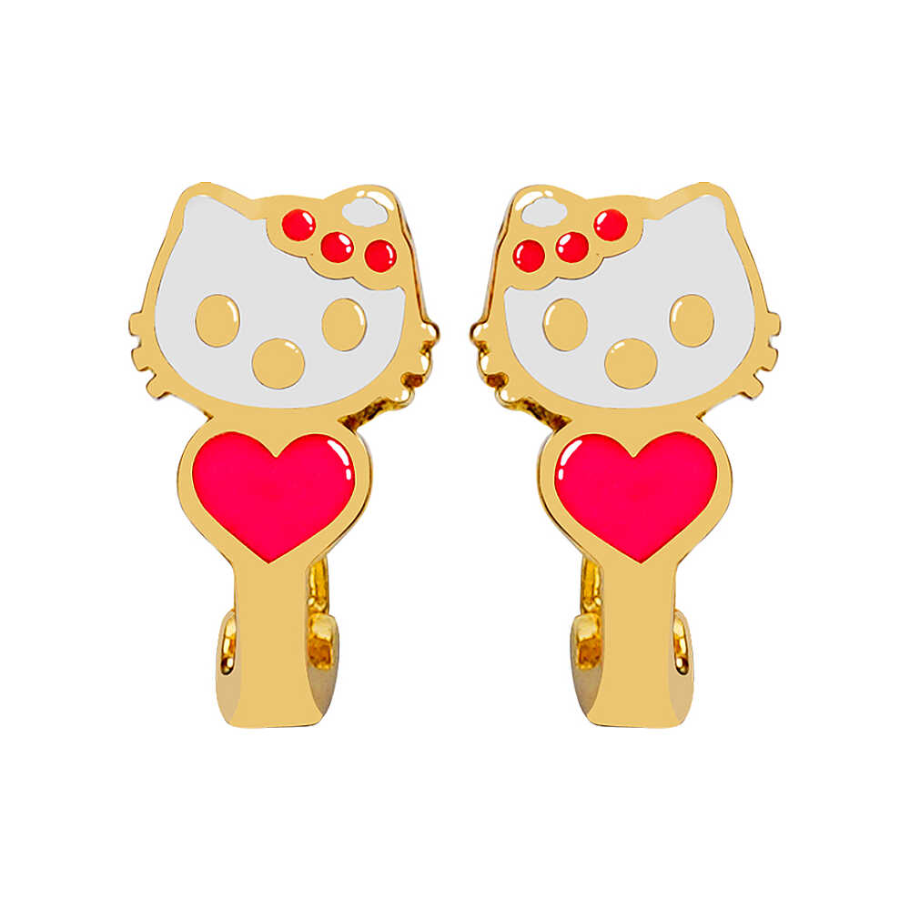 Kalpli Hello Kitty Altın Çocuk Küpesi - 1