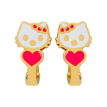 Kalpli Hello Kitty Altın Çocuk Küpesi - 1
