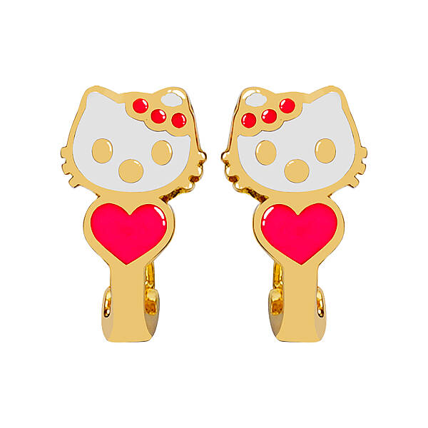 Kalpli Hello Kitty Altın Çocuk Küpesi - RÜYA KUYUMCULUK