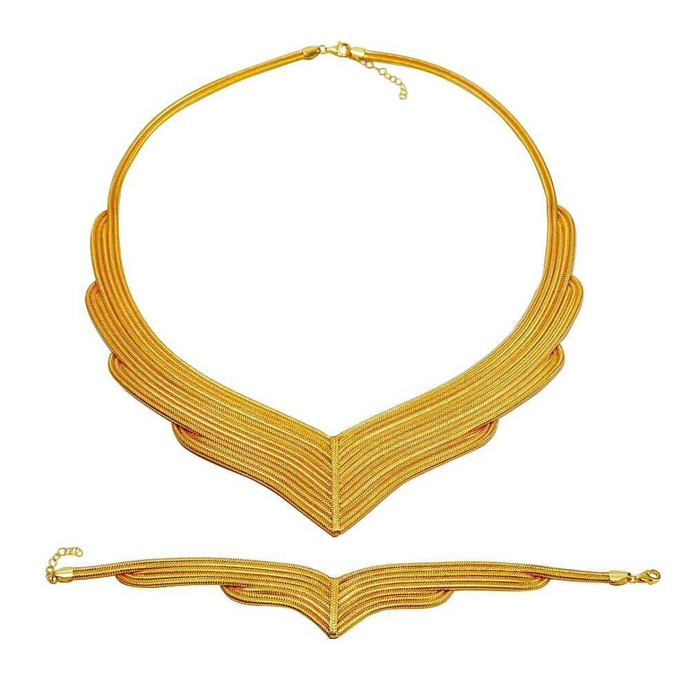 Sıralı Kalze Örgü Altın Set - 1