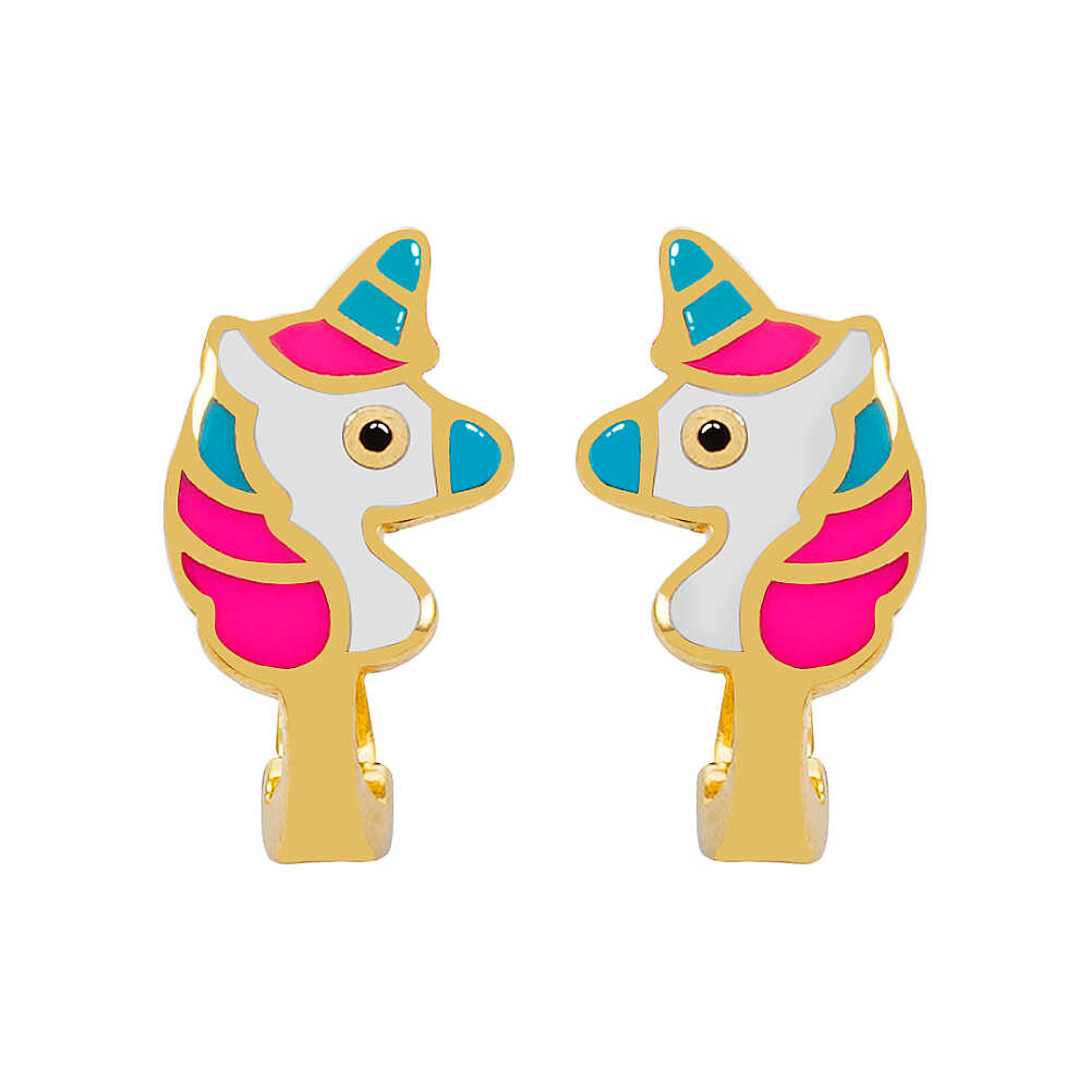 Unicorn Altın At Çocuk Küpesi - 1